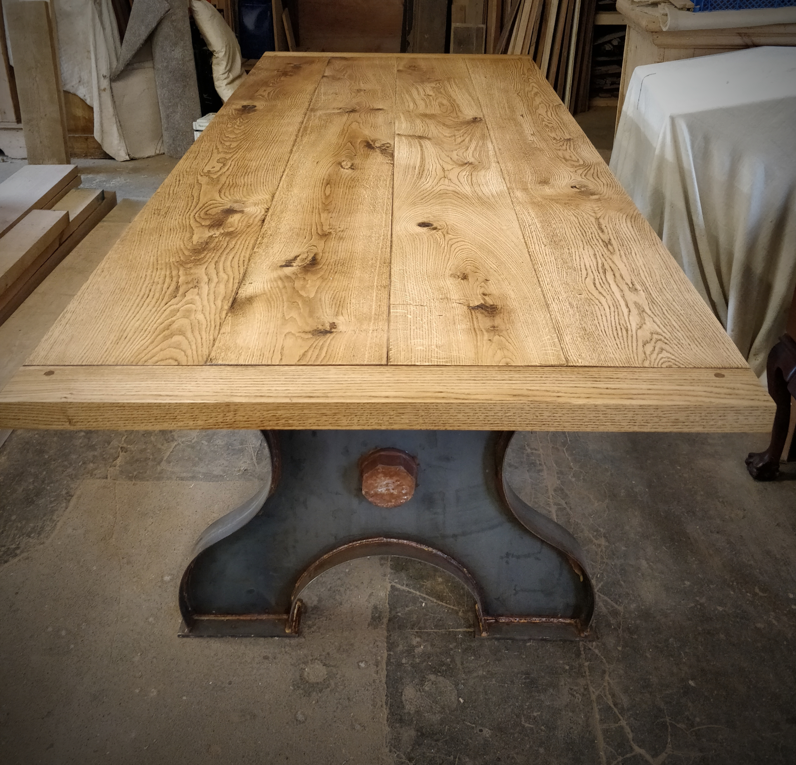 Oak & Cast Iron Table